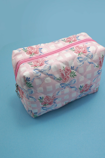 Apollonia Quilted Makeup Bag - Bows