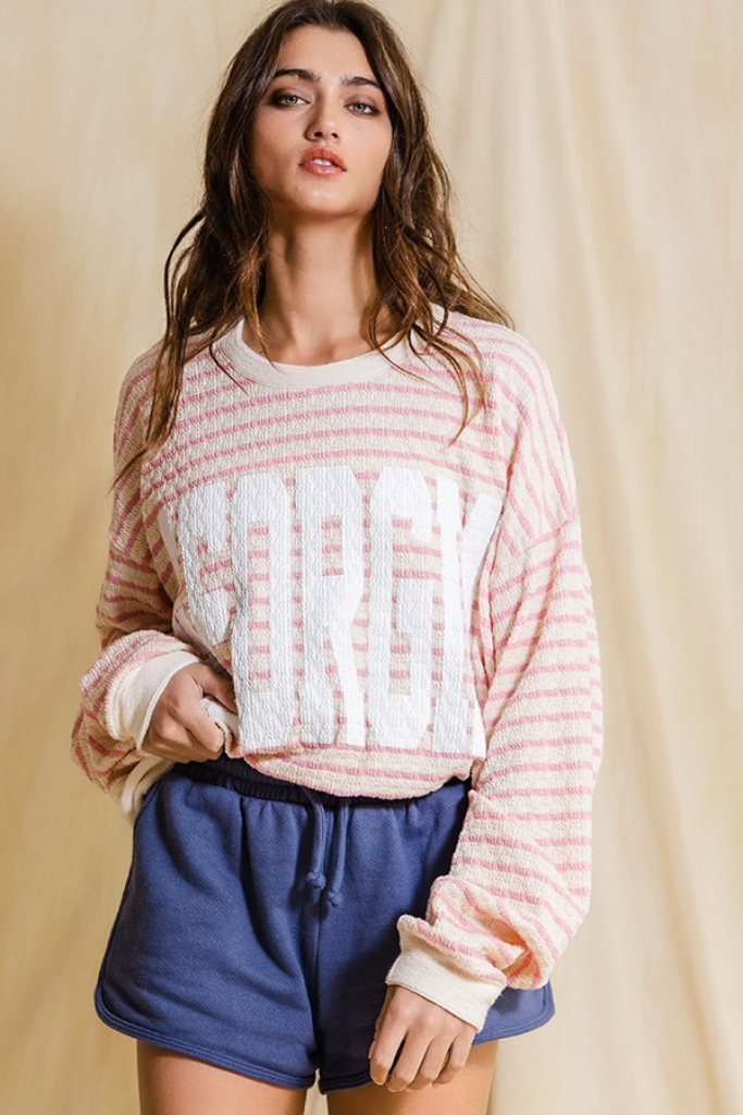 Georgia Striped Sweatshirt - Pink