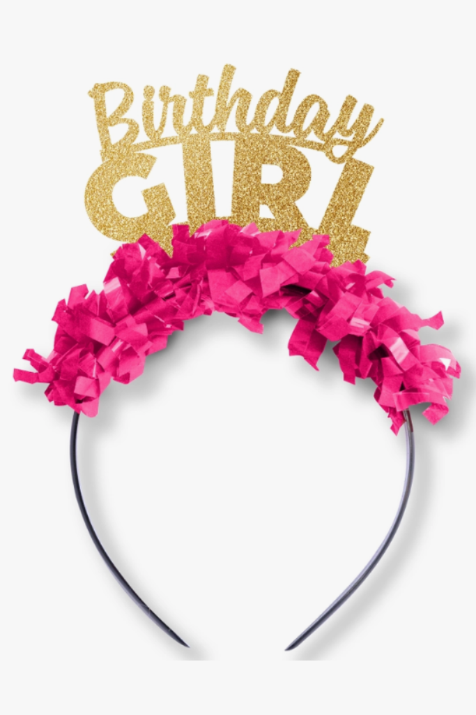Birthday Girl Headband- Gold/ Hot Pink