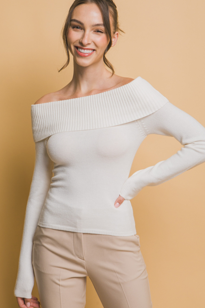 Doubt Me Now Off Shoulder Sweater  - Ivory