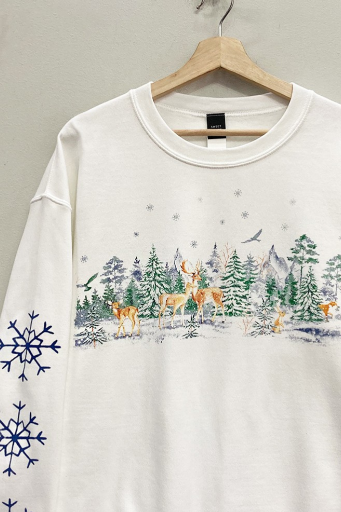 Snowflake Holiday Sweatshirt - White
