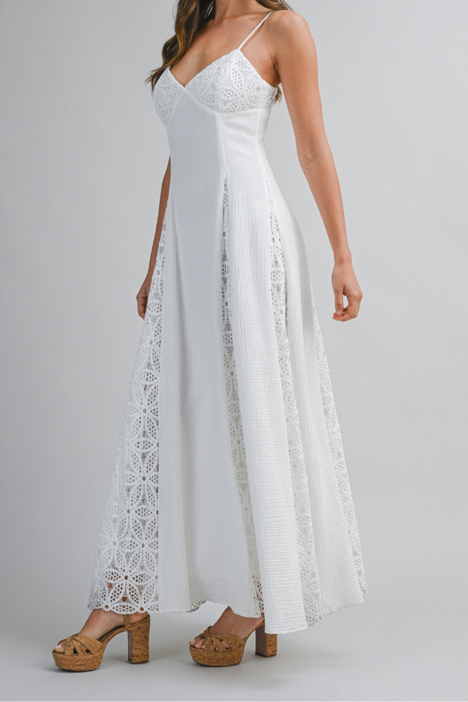 Playful Eyes Lace Maxi Dress - Off White