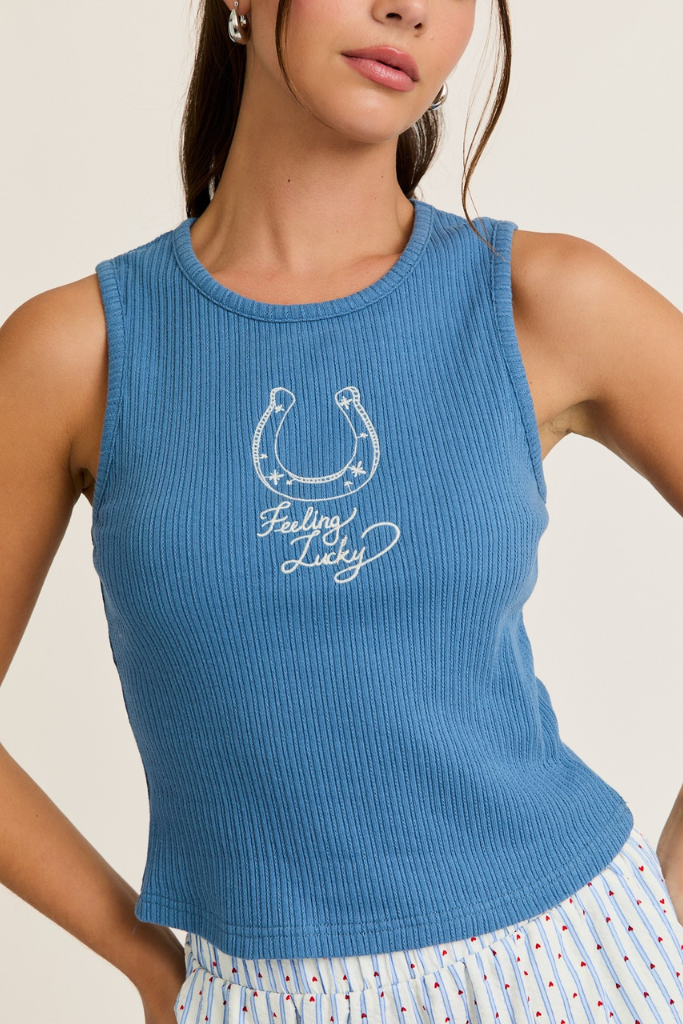 Feeling Lucky Tank Top - Blue