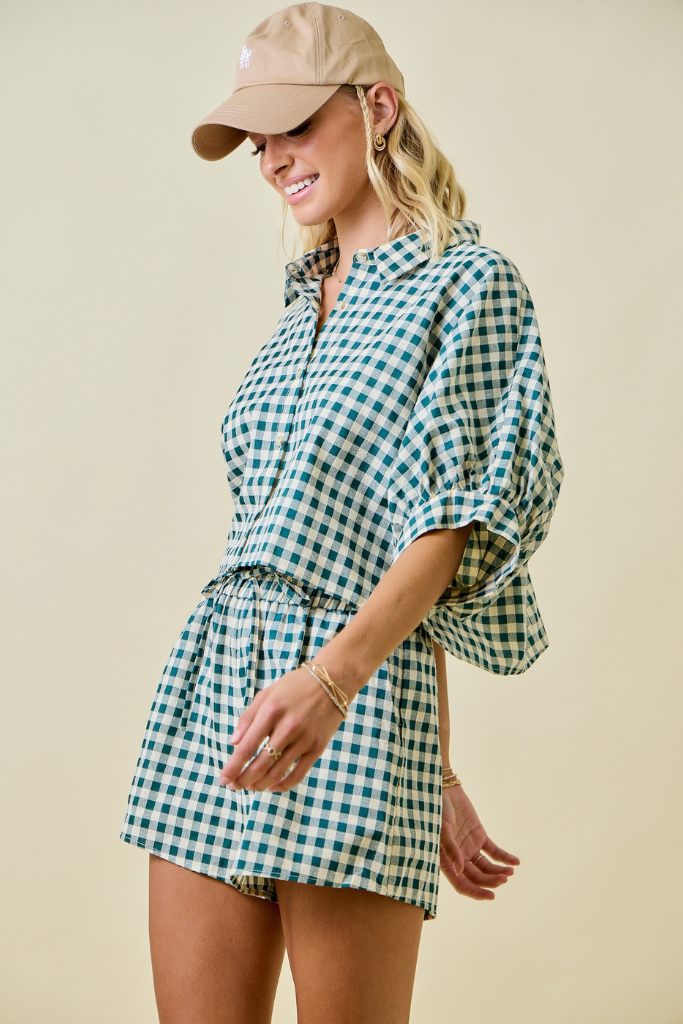 Sawyer Gingham Shorts- Dark Green