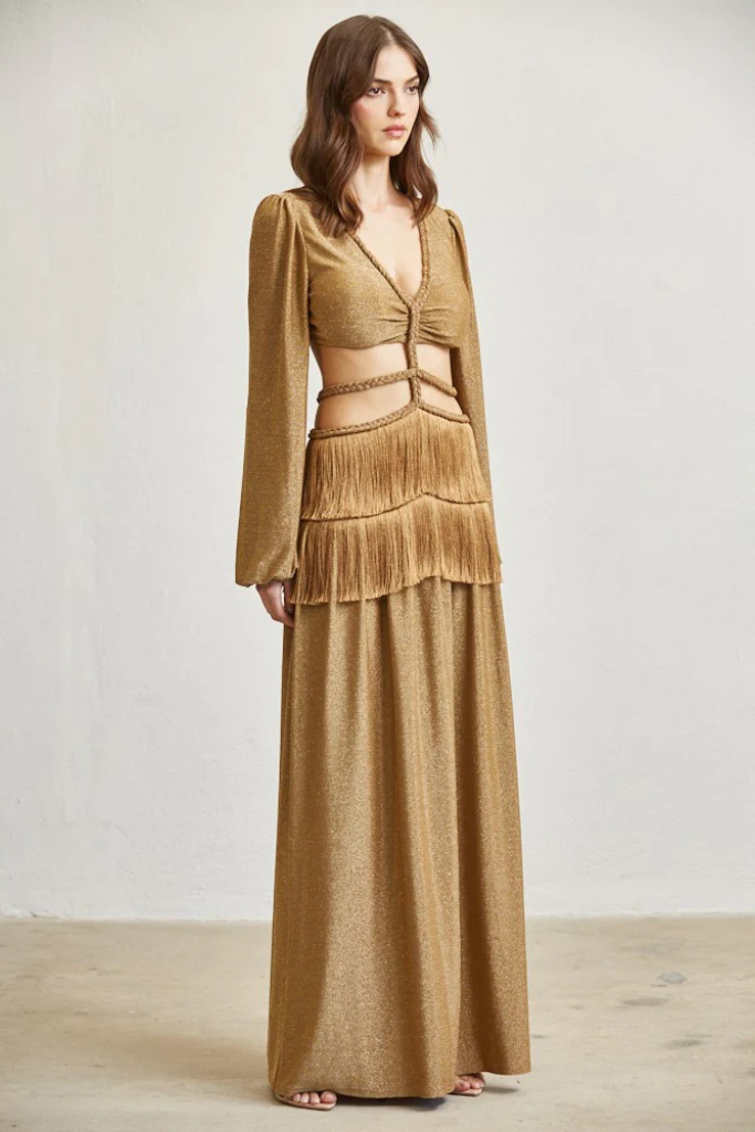 Edge Of It Metallic Maxi Dress - Gold