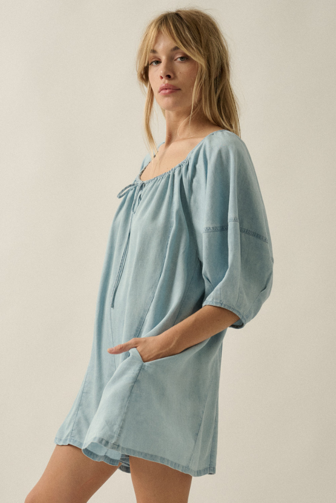 Evelynn Babydoll Romper - Light Denim