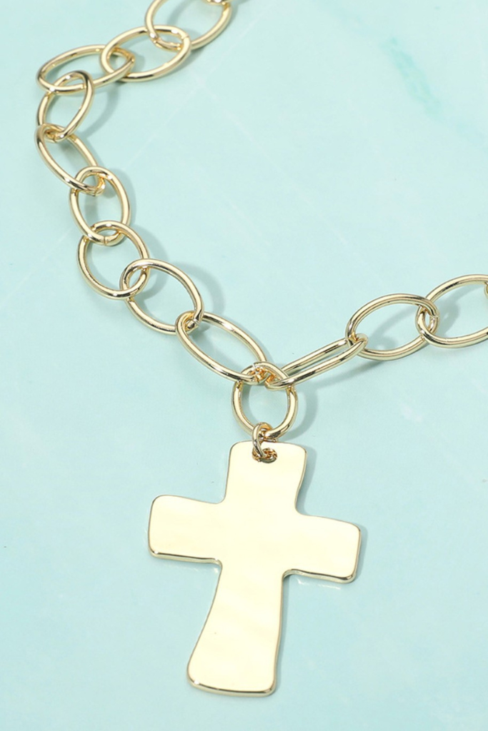 Chunky Cross Necklace - Gold