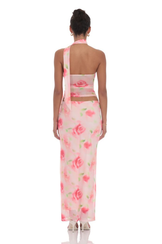 Thena Floral Maxi Skirt - Pink