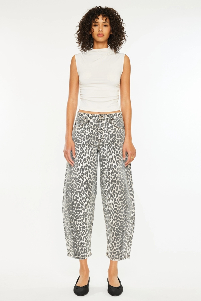 Shaina Barrel Jeans - Leopard