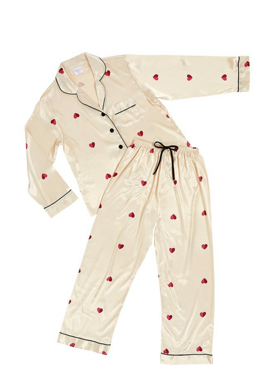 Reina Heart Pajama Set- Ivory