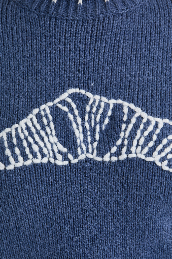 Croissant Stitched Sweater - Dusty Blue