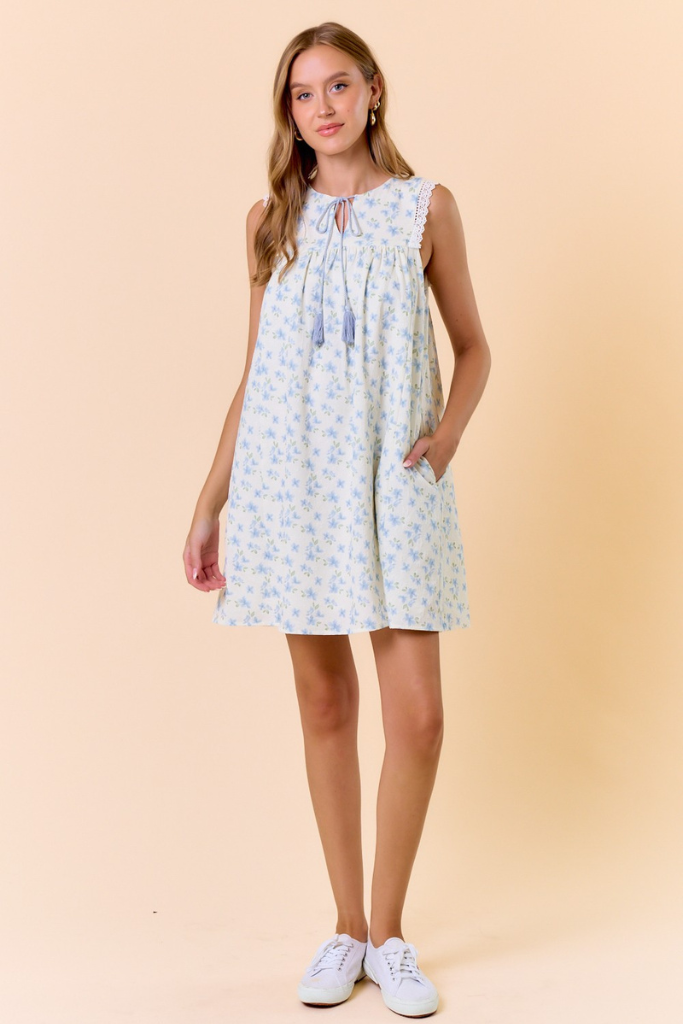 Alone Time Floral Dress - Blue
