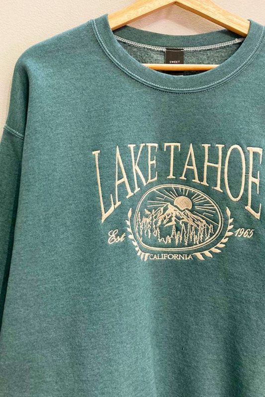 Lake Tahoe Embroidered Sweatshirt- Green