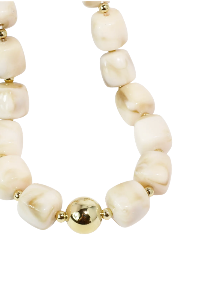 Lumi Beaded Necklace - Cream/Gold