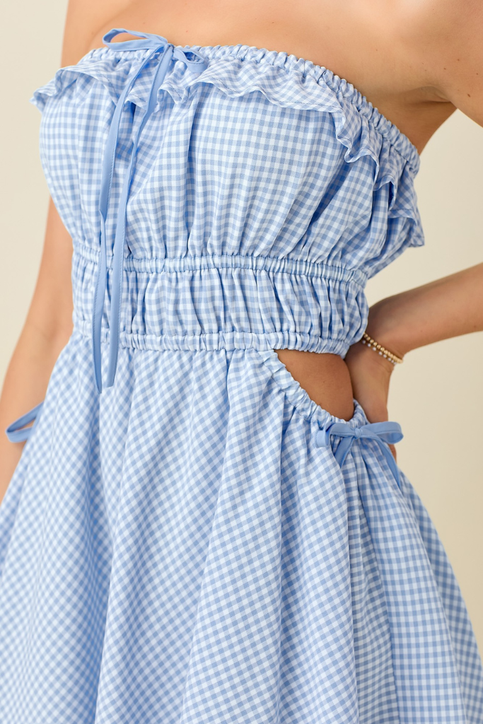 Hadleigh Gingham Dress - Blue/White