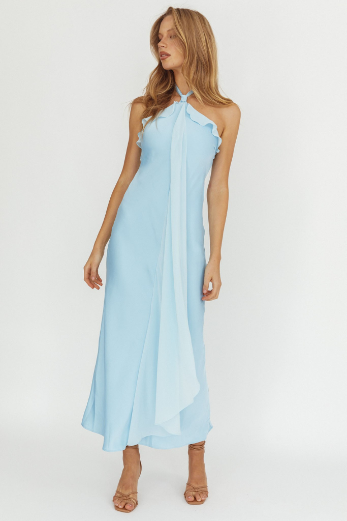 Fame Game Midi Dress - Baby Blue