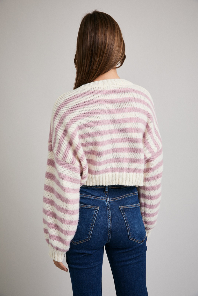 Still Believe Striped Sweater - White/Pink