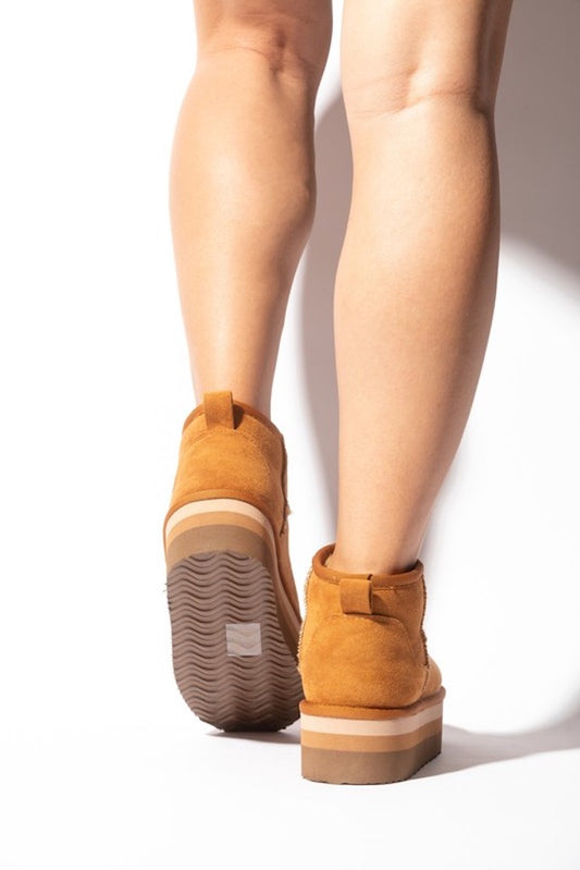 Jillian Platform Booties- Tan