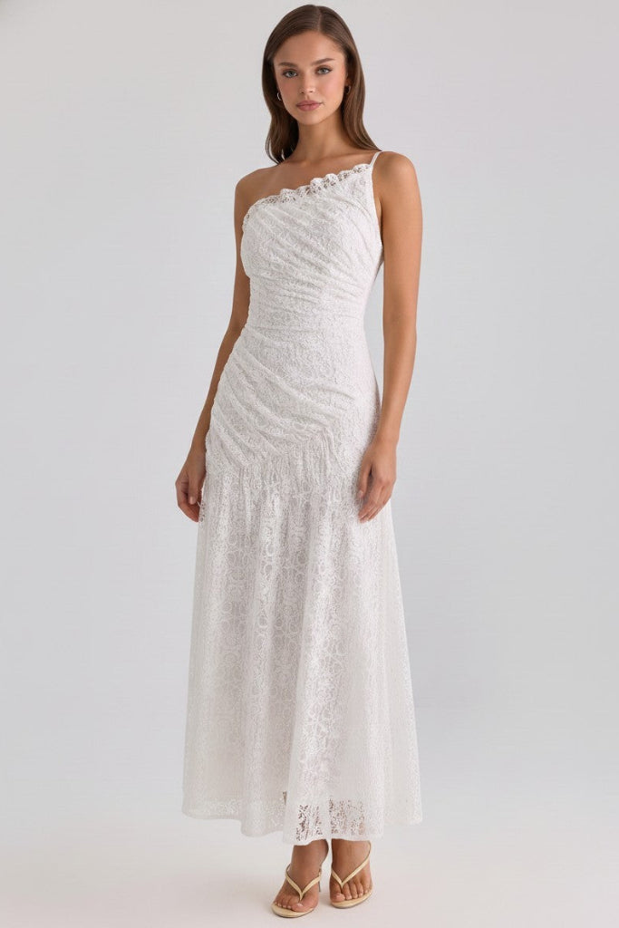 Blending Love Lace Midi Dress - White