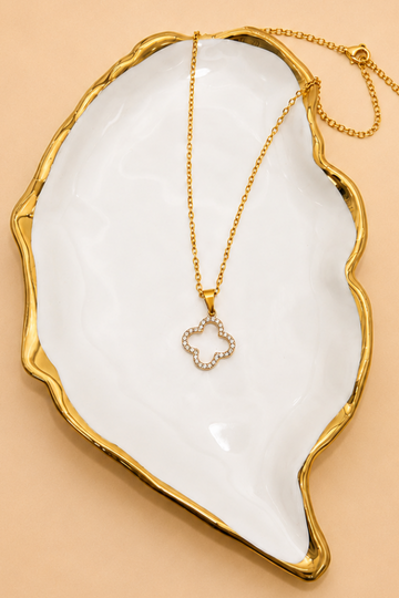 Mini Clover Charm Necklace - Gold