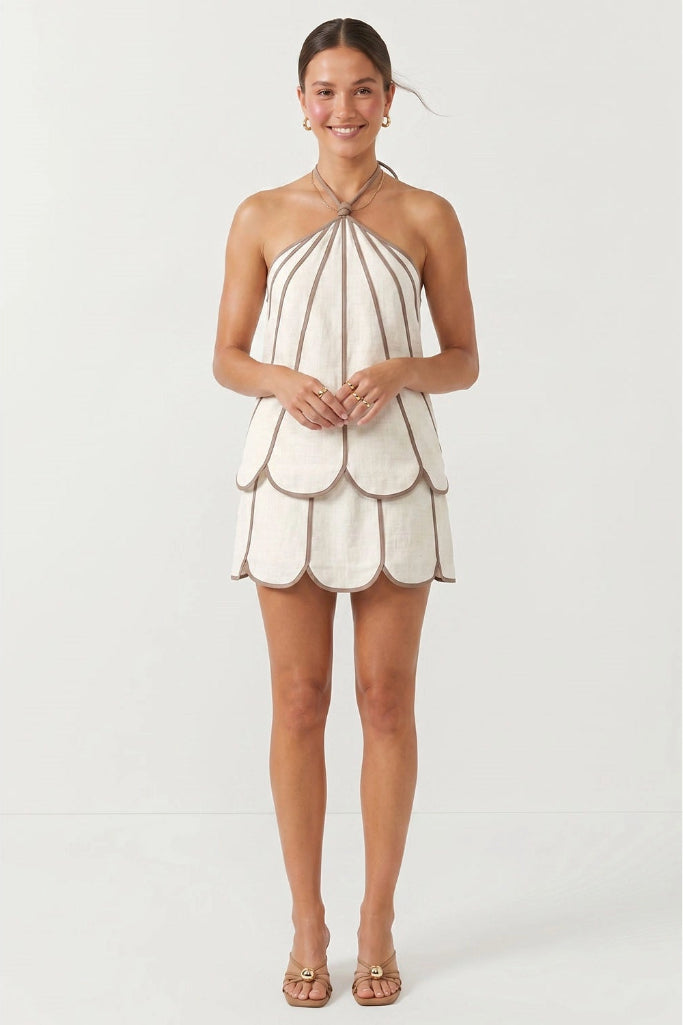 Help Myself Shell Panel Linen Skort - Off White
