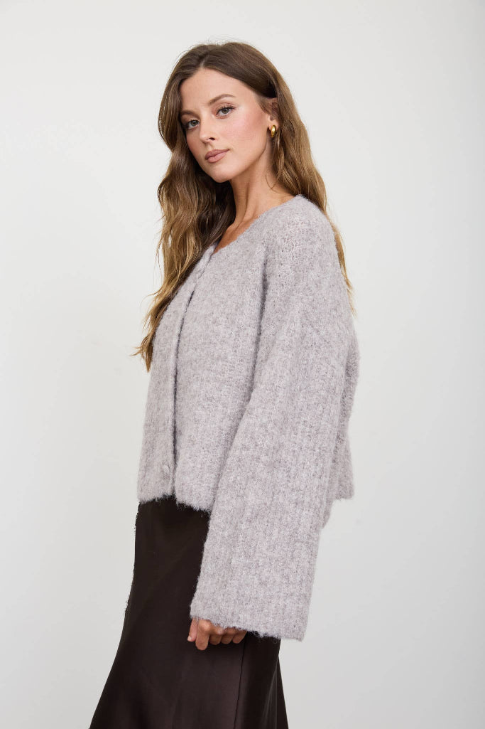 Cozy Girl Fuzzy Cardigan - Light Taupe