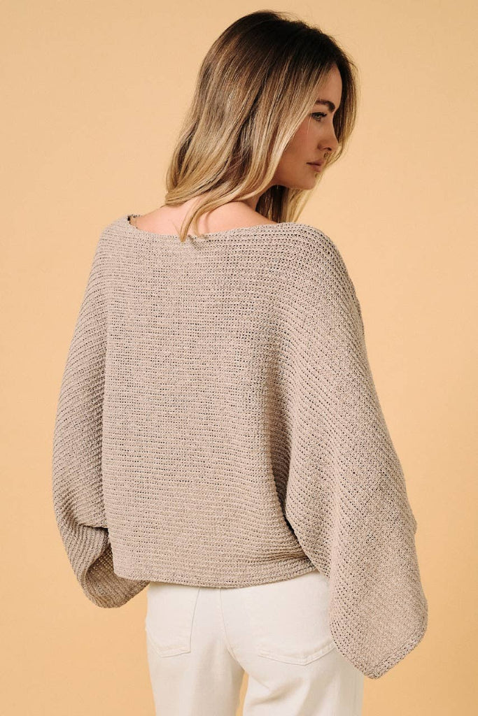 Sundown Boat Neck Knit Top - Taupe