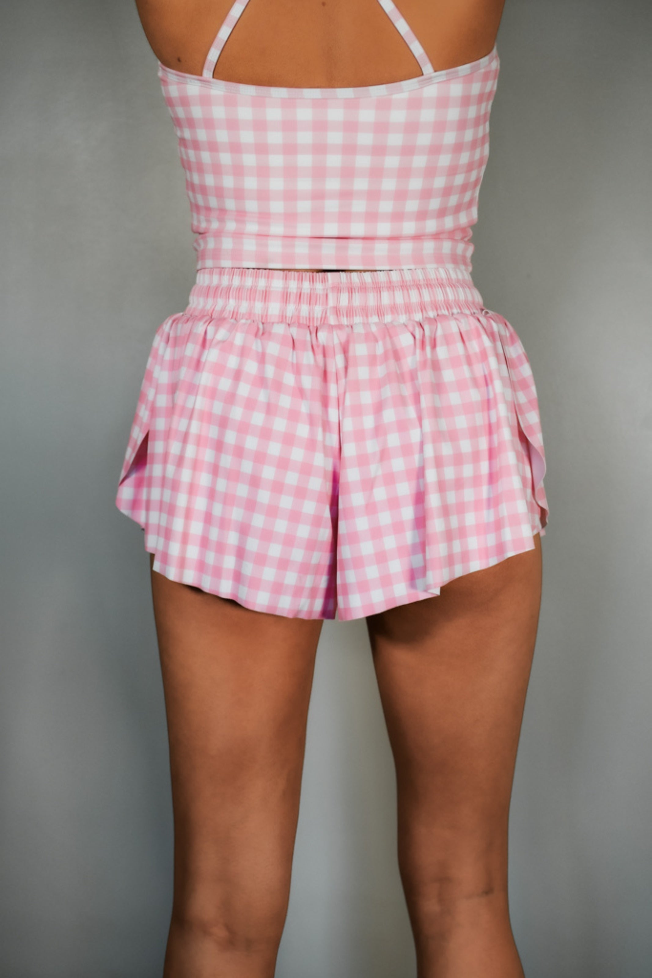TooLooLah Flutter Away Gingham Shorts - Pink