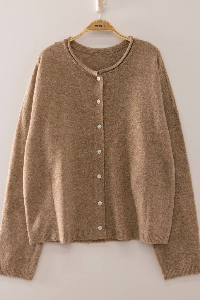 Warm Embrace Button Cardigan - Mocha