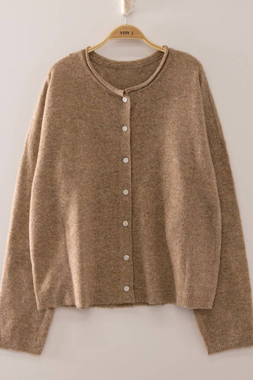 Warm Embrace Button Cardigan - Mocha