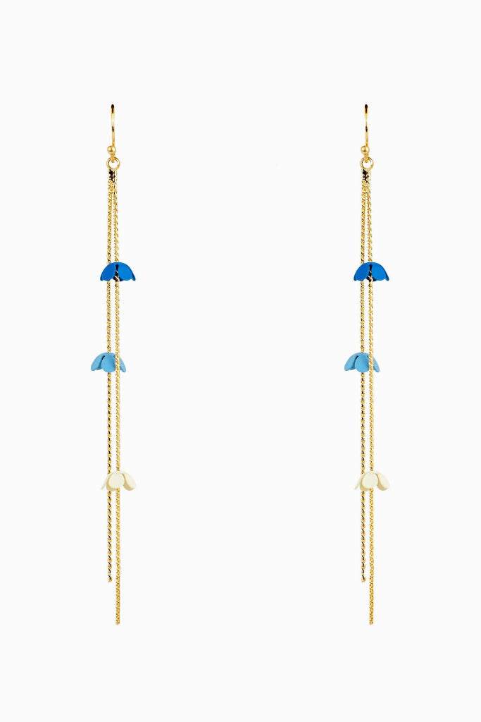 Petal Drop Earrings - Blue/Gold