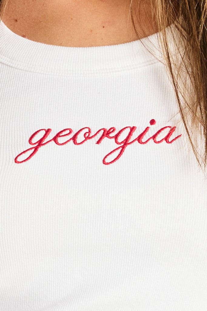 Georgia Belle Embroidered Tank - White