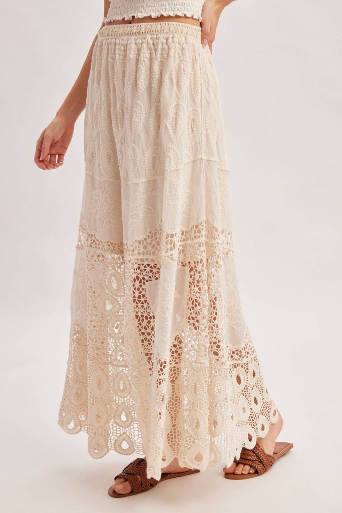 Never Breaking Crochet Maxi Skirt - Beige