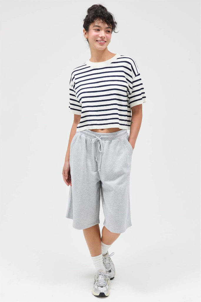 Maybe Baby French Terry Bermuda Shorts - Heather Grey