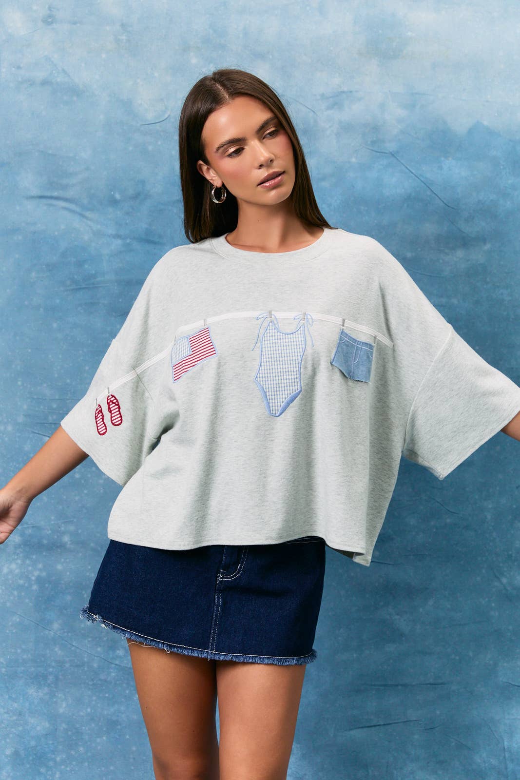 Americana Graphic T Shirt - Heather Grey