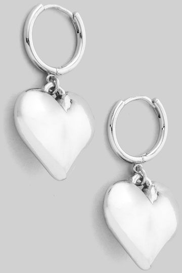 Sweet Love Hoop Earrings- Silver