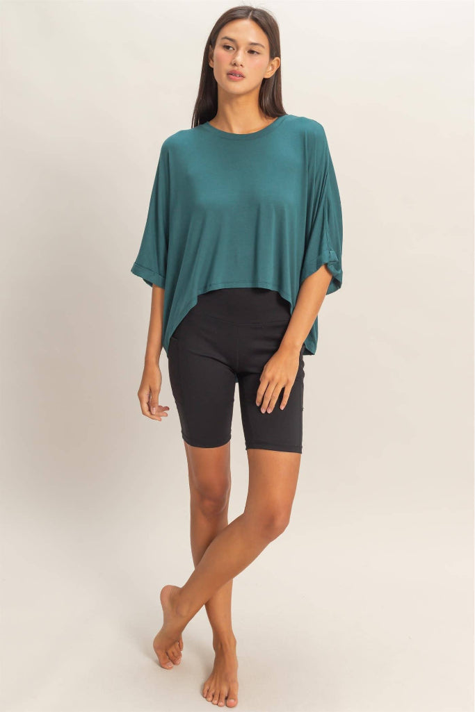 Cannot Contain Batwing Sleeve Top - Dark Teal