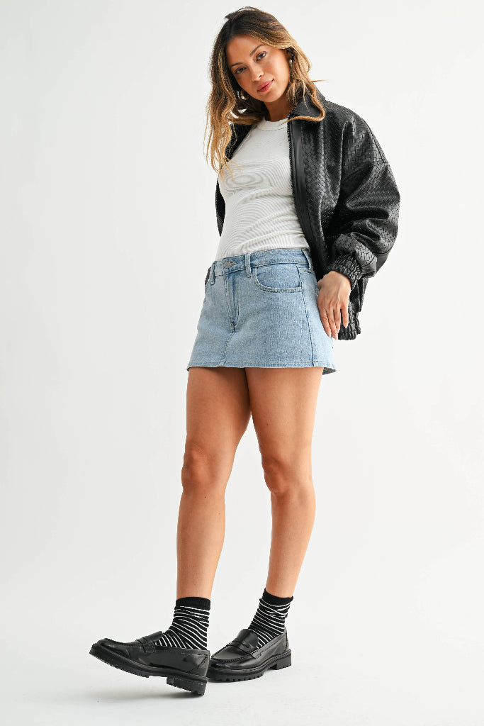 Kimmy Mid Rise Denim Skort - Light Wash