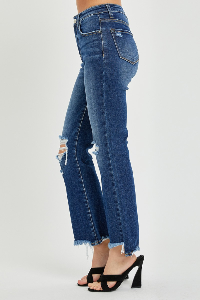 On Fire Cropped Flare Jeans - Dark Wash