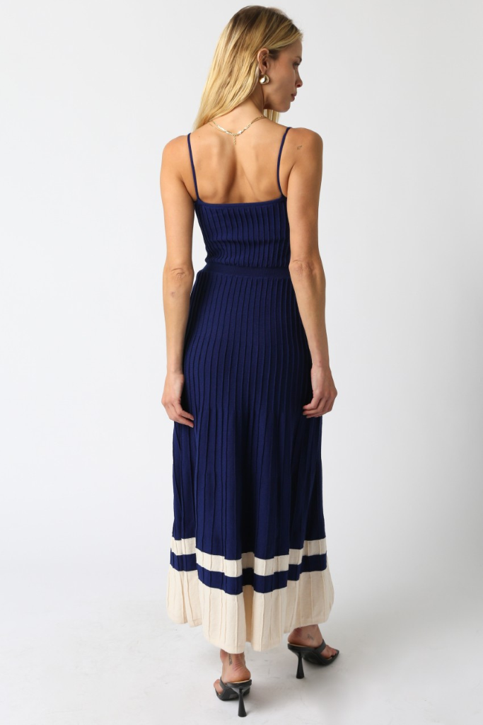 Open Arms Maxi Dress - Navy/Ecru