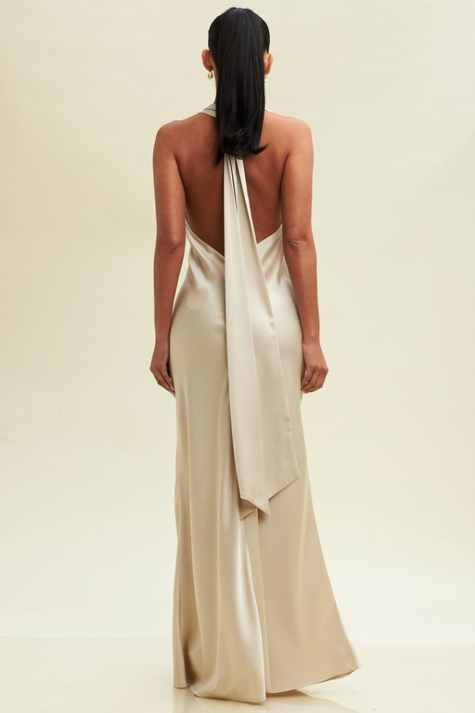 Cover Shot Halter Maxi Dress - Champagne