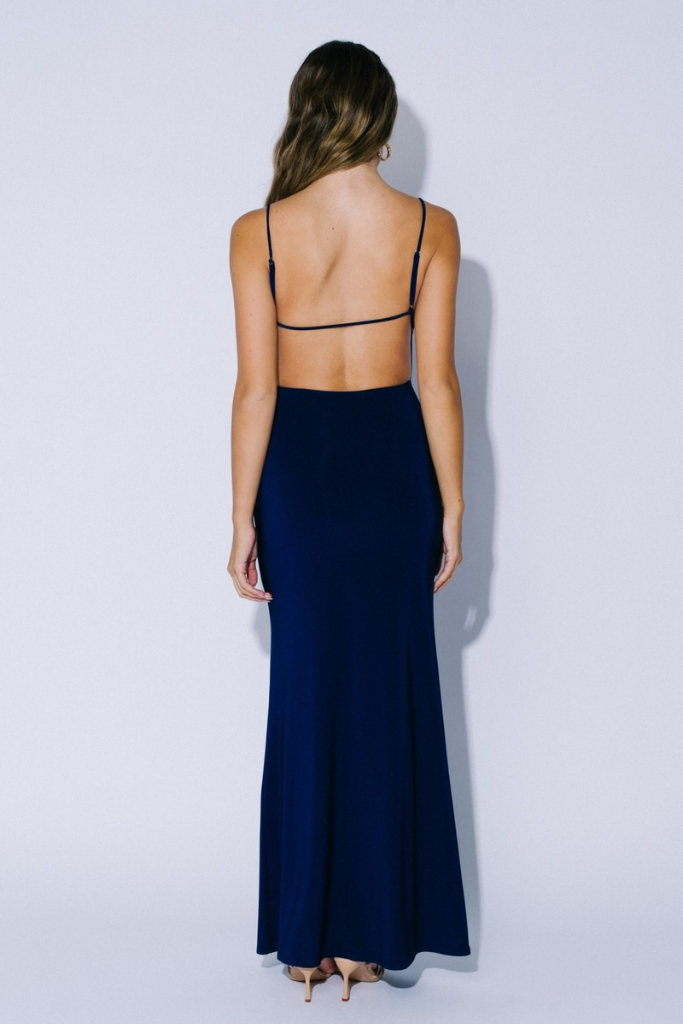 Cher Cowl Neck Maxi Dress - Navy