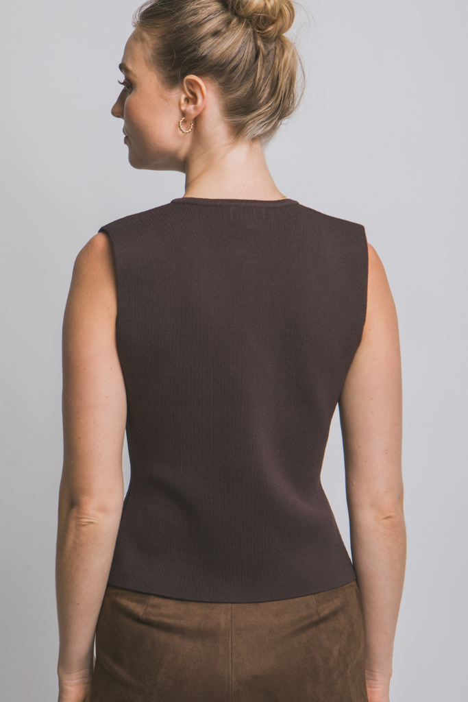 So Classic Knit Vest -  Dark Brown