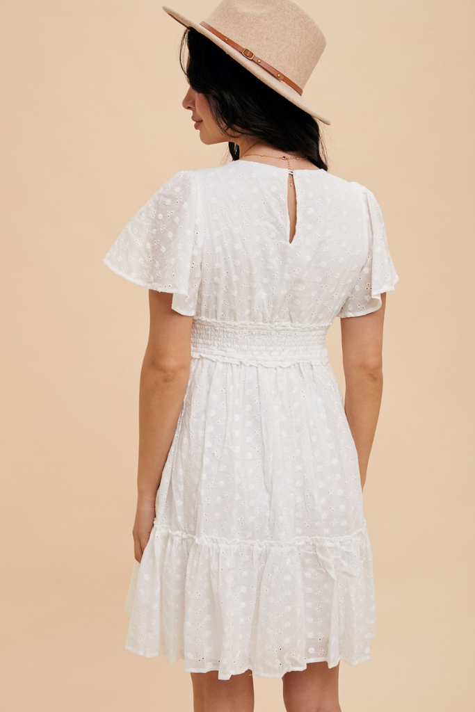 Sheri Eyelet Dress - White