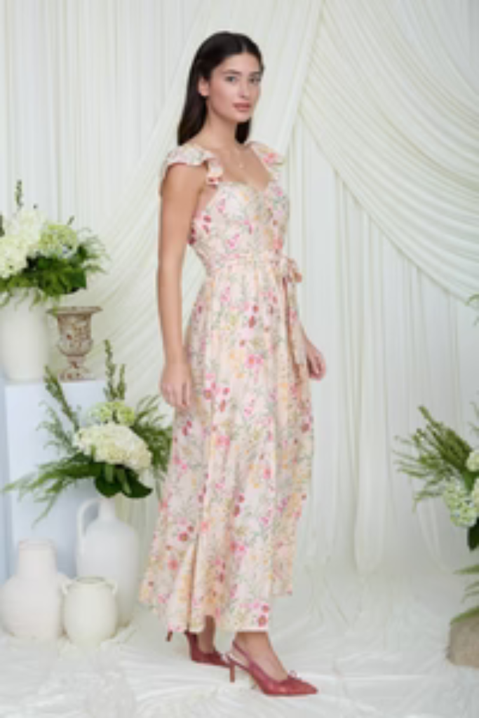 Wild Bay Floral Midi Dress - Cream Multi