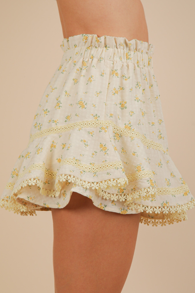 No Reason Floral Skort - Yellow