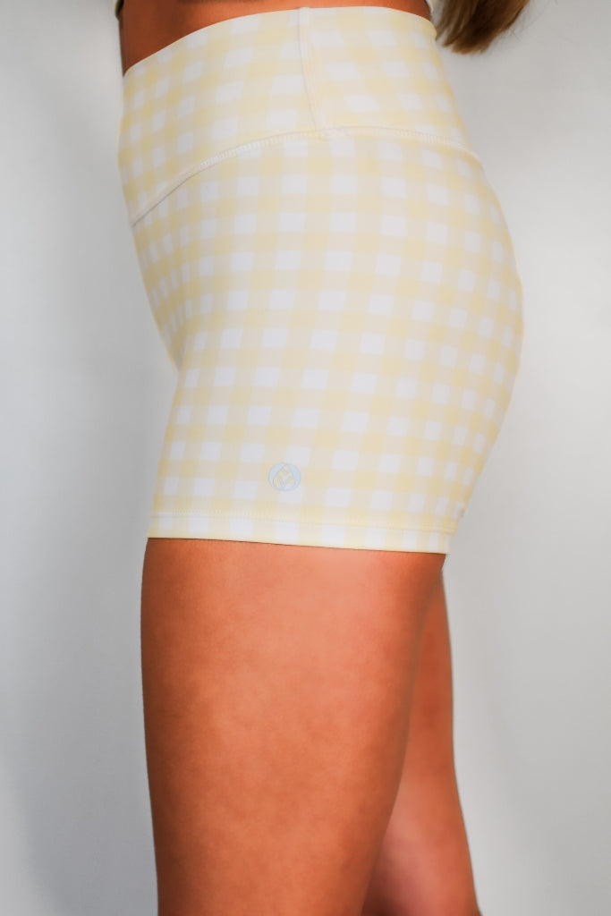 TooLooLah Pivot Gingham Biker Shorts - Yellow