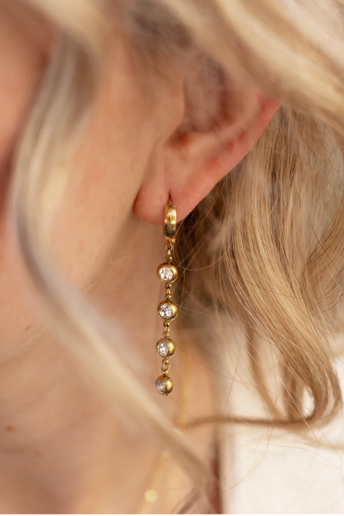 Heavens Drop Huggie Earrings-  Gold