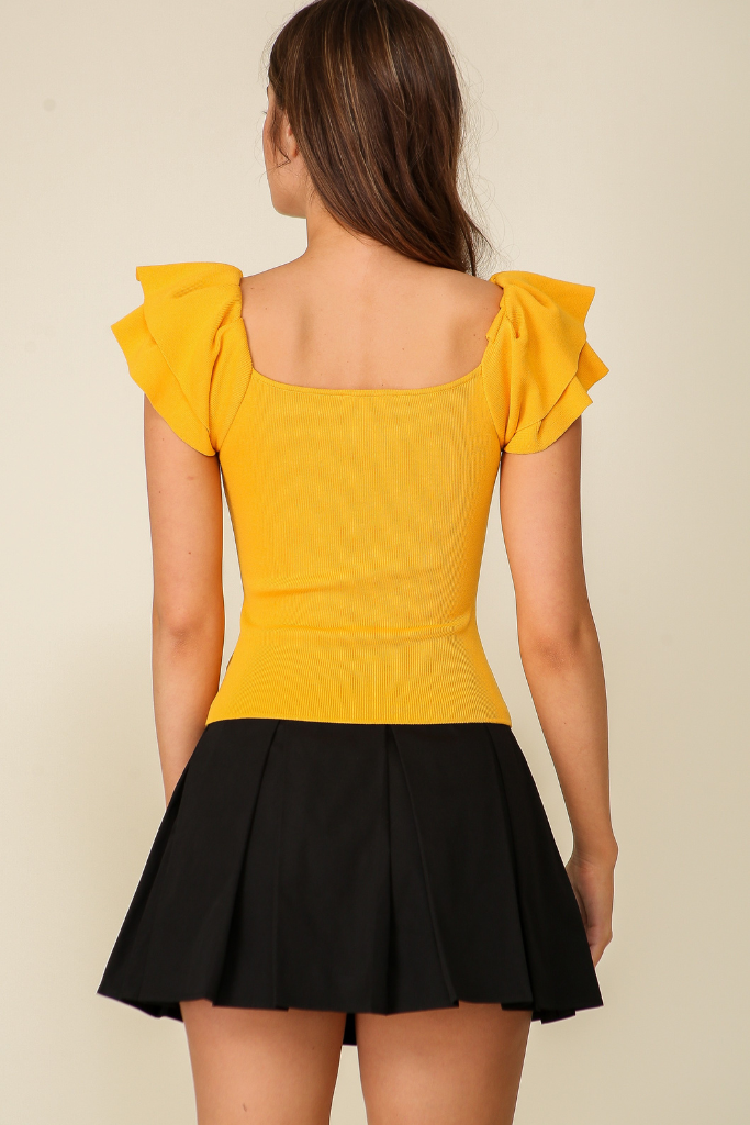 First Light Ruffle Top - Mustard