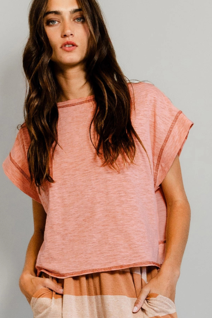 Helping Hand Open Back Top - Peach